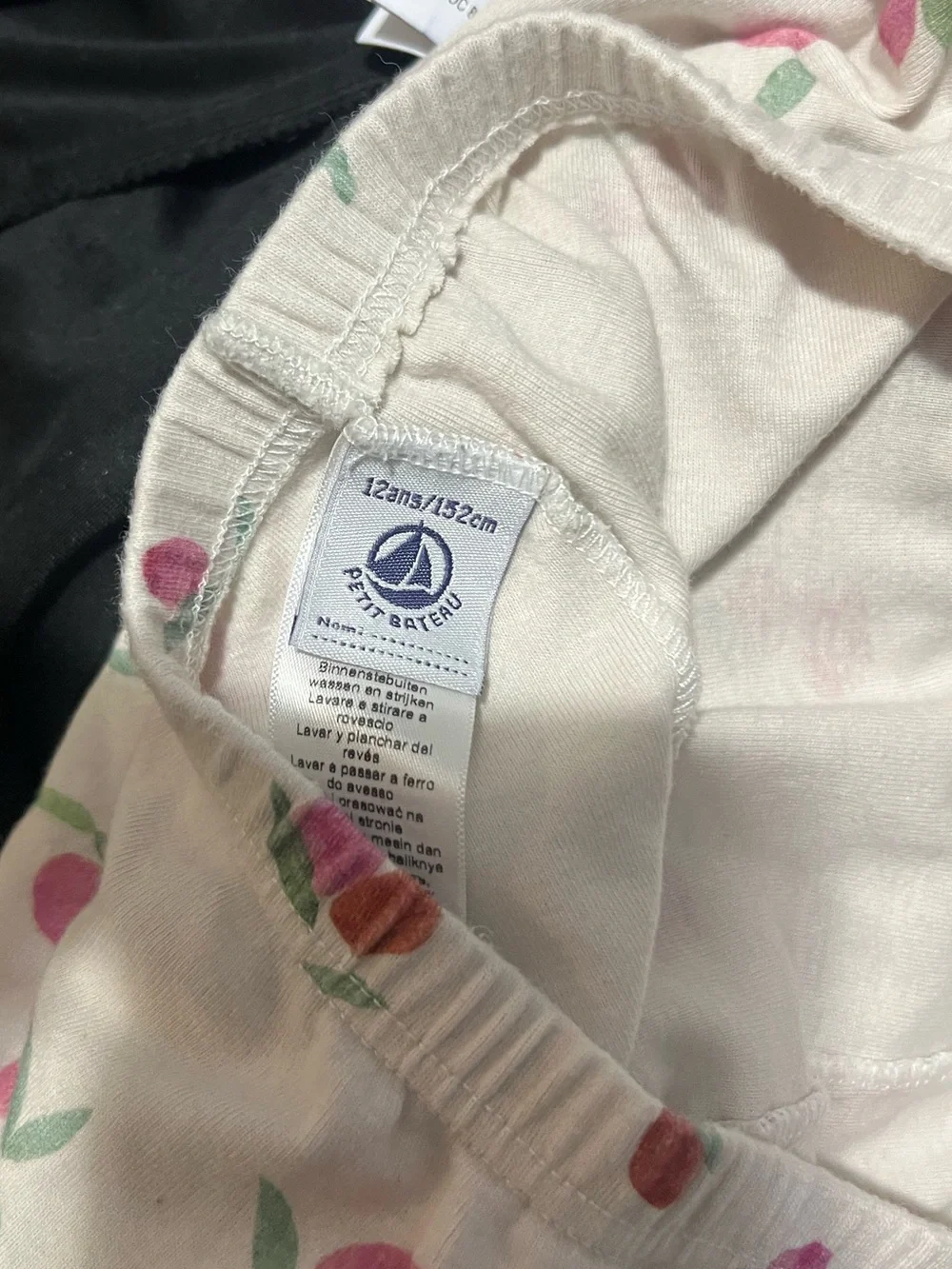Petit Bateau Cream Pajama Set Cherry Print Girls Size 12